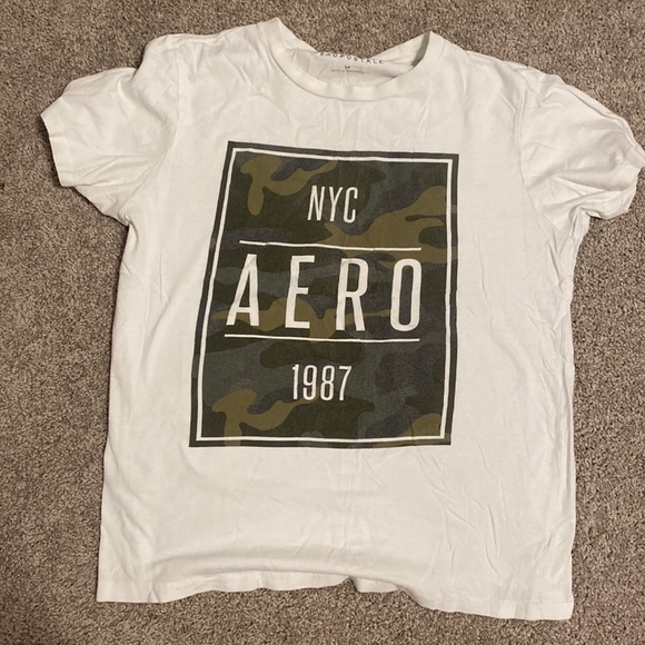 unisex Aeropostale medium white tee shirt - Picture 1 of 1